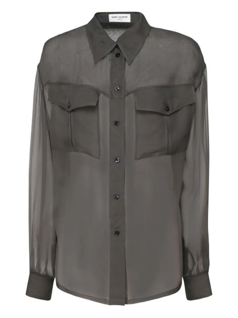 Saint Laurent pointed-collar flap-pocket shirt - Grey - zdjęcie produktu nr 1