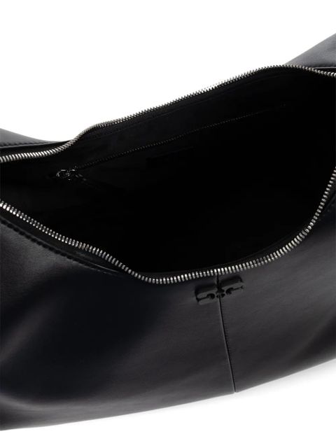 GANNI tonal-logo plaque shoulder bag - Black