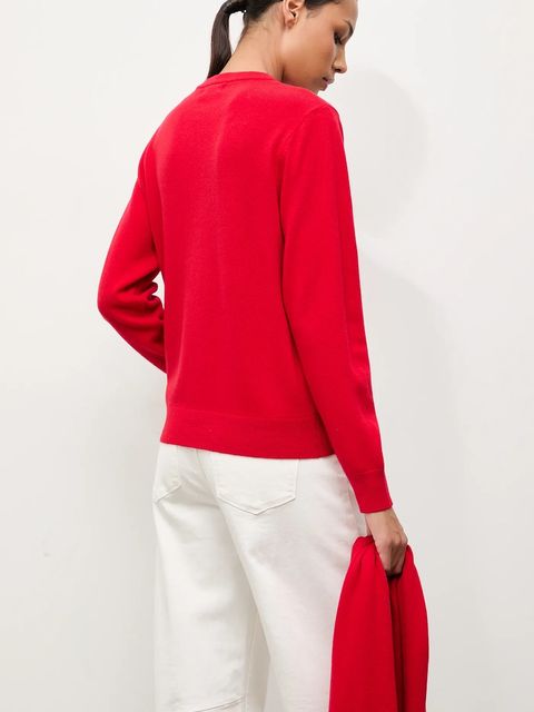 Answear.LAB sweter z wełny merino z szalem damski kolor czerwony lekki - zdjęcie produktu nr 2