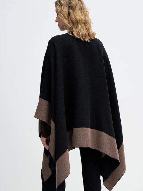 Sisley poncho damski kolor czarny lekki 6X7PWU027