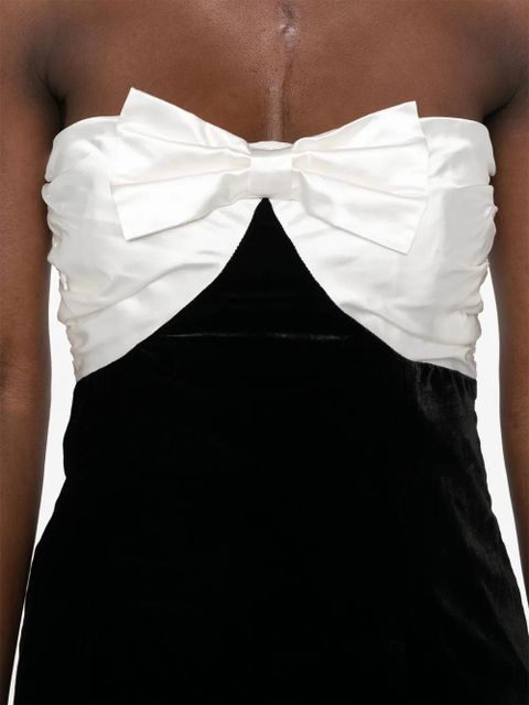 Alessandra Rich bow-detailed velour mini dress - Black