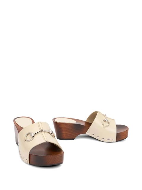 Gucci Horsebit studded leather heeled mules - Neutrals - zdjęcie produktu nr 2