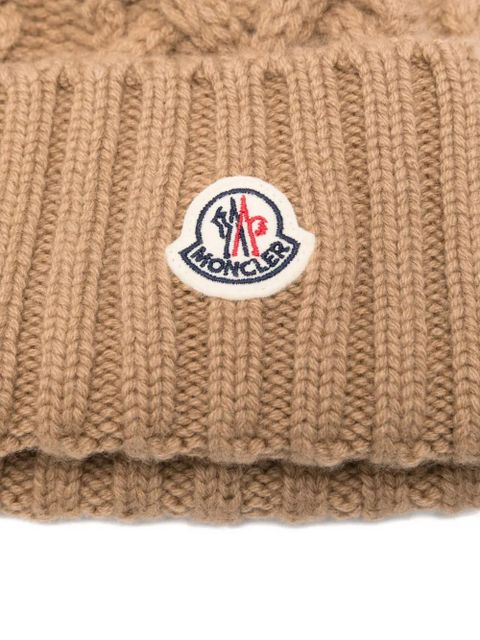 Moncler cable-knit pom-pom beanie - Brown - zdjęcie produktu nr 2