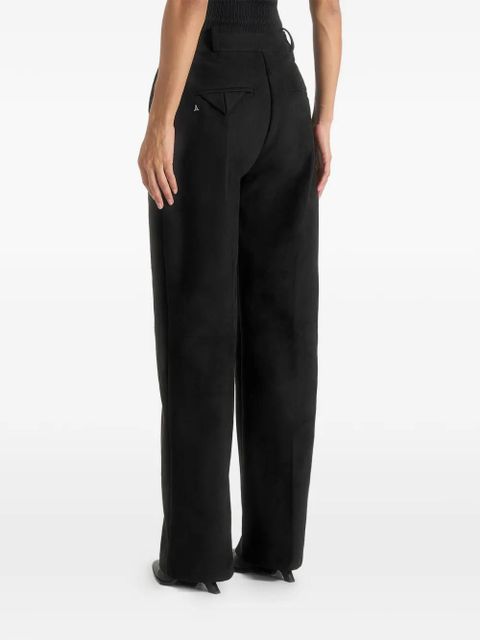 Manière De Voir Solène front-pleat suede-effect trousers - Black