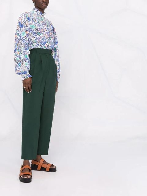 ISABEL MARANT Banessa abstract-print ruffled blouse - Blue