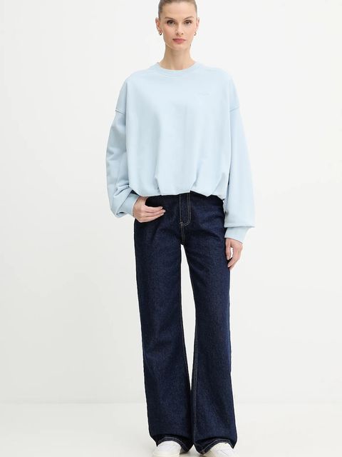 BOSS Orange bluza bawełniana damska kolor niebieski gładka 50554908 - zdjęcie produktu nr 2