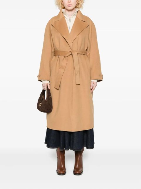 Maje belted wrap coat - Brown
