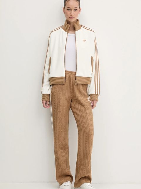 adidas Originals bluza welurowa Velour damska kolor beżowy gładka KR0062 - zdjęcie produktu nr 2