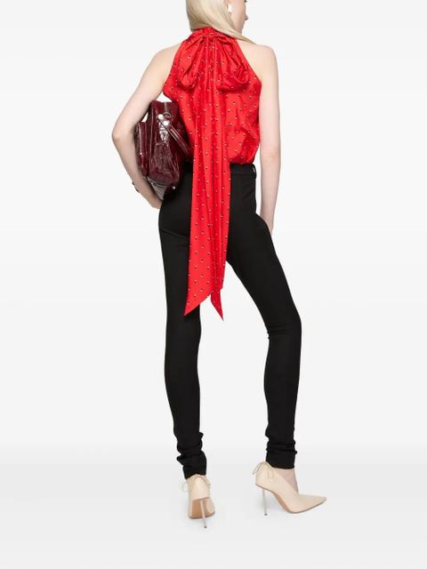 Acne Studios bow-detail asymmetric top - Red
