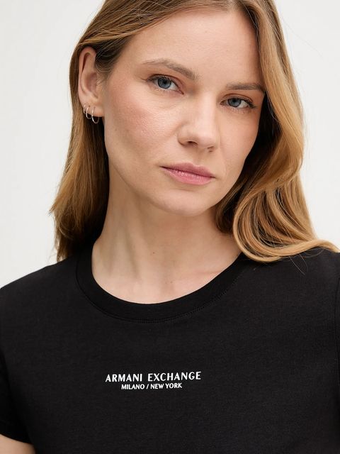 Armani Exchange t-shirt bawełniany damski kolor czarny XW001455 AF10356