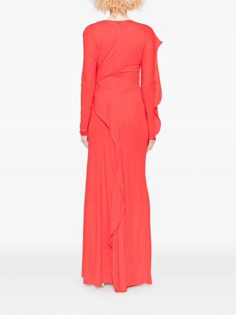 Victoria Beckham draped long-sleeve maxi dress - Red