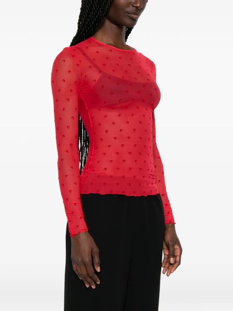 Marine Serre moon-print mesh T-shirt - Red
