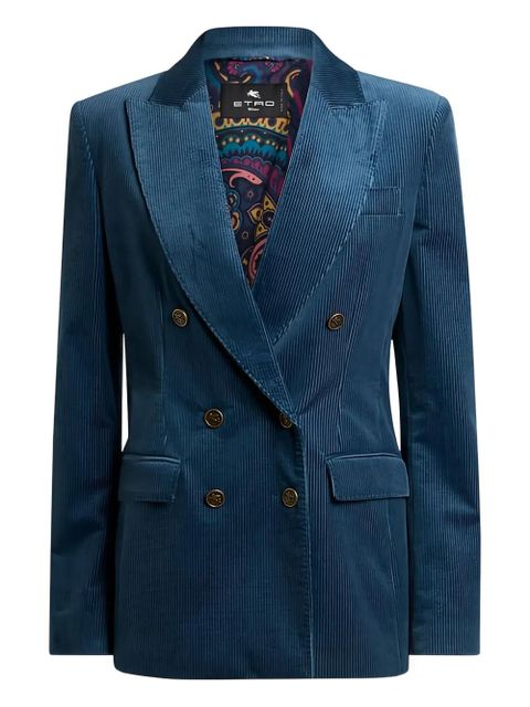 ETRO double-breasted corduroy blazer - Blue - zdjęcie produktu nr 1