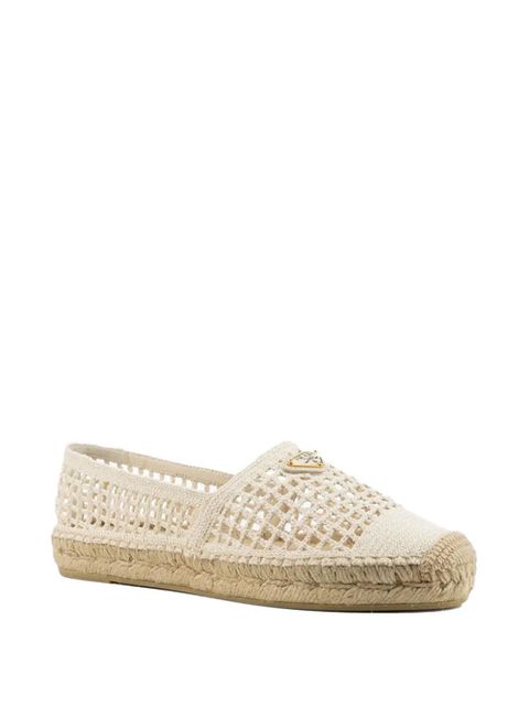 Prada crochet-knit logo-plaque espadrilles - Neutrals - zdjęcie produktu nr 2