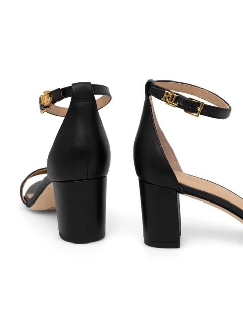 Lauren Ralph Lauren logo-plaque leather sandals - Black