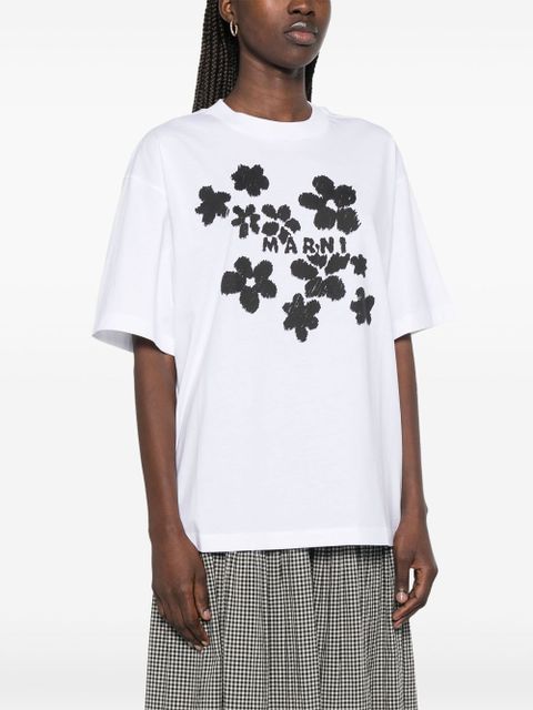 Marni floral-print T-shirt - White