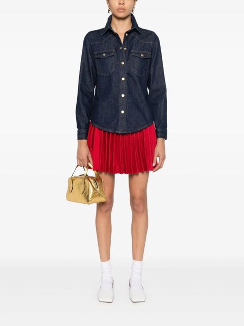Self-Portrait pleated knitted mini skirt - Red
