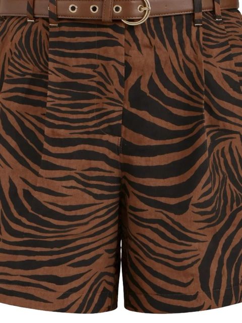 Max Mara belted zebra-print cotton shorts - Brown - zdjęcie produktu nr 2