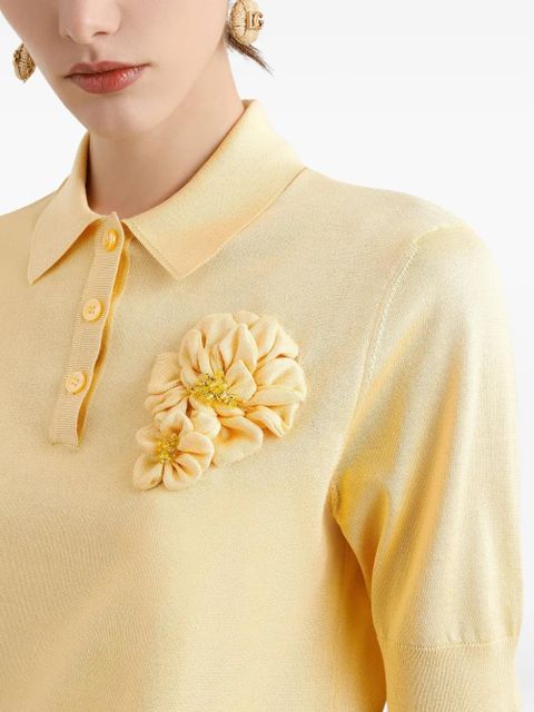 Dolce & Gabbana silk polo top - Yellow - zdjęcie produktu nr 2