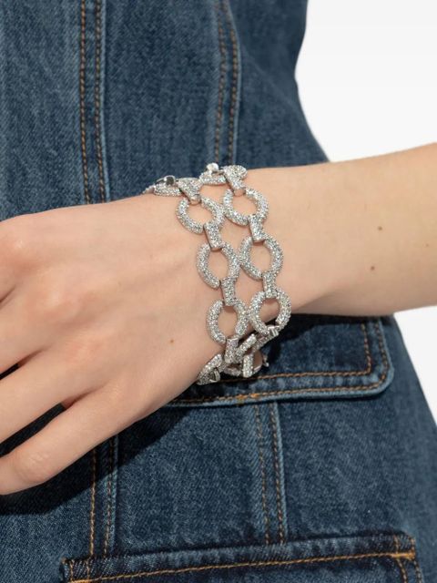 Self-Portrait crystal-embellished chain bracelet - Silver