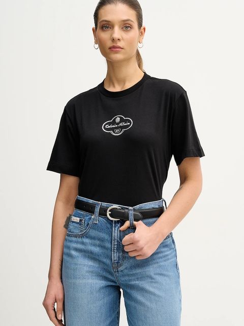 Calvin Klein Jeans t-shirt bawełniany damski kolor czarny LV047E811G - zdjęcie produktu nr 1