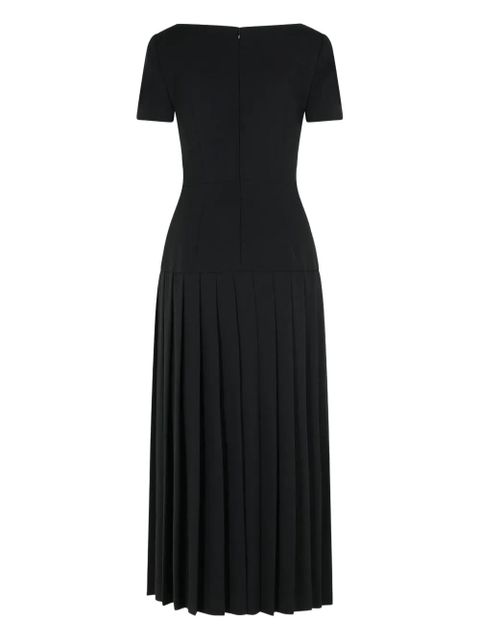 Alessandra Rich pleated square-neck midi dress - Black