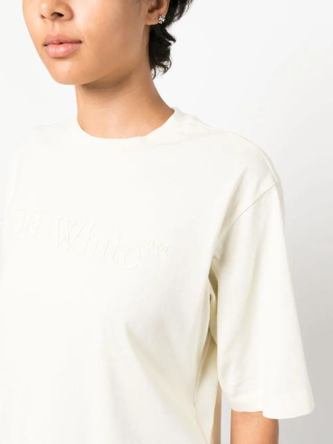 Off-White logo-embossed cotton T-shirt - Neutrals