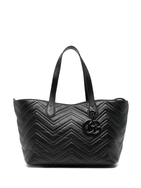 Gucci chevron logo charm tote bag - Black - zdjęcie produktu nr 1