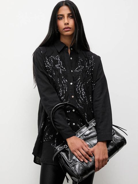 Answear.LAB koszula bawełniana damska kolor czarny regular z kołnierzykiem klasycznym