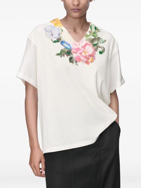 Maison Margiela floral V-neck T-shirt - White