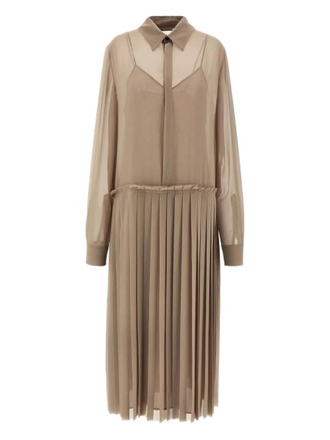 AMI Paris pleated midi shirt dress - Neutrals - zdjęcie produktu nr 1
