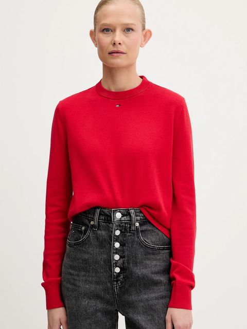 Tommy Jeans sweter bawełniany kolor czerwony lekki DW0DW20159 - zdjęcie produktu nr 1
