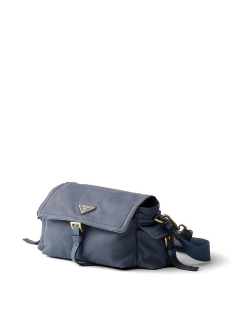Prada Explore medium nappa leather shoulder bag with flap - Blue