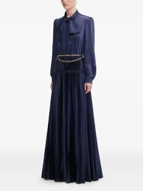 Self-Portrait bow-embellishment pleated maxi dress - Blue - zdjęcie produktu nr 2