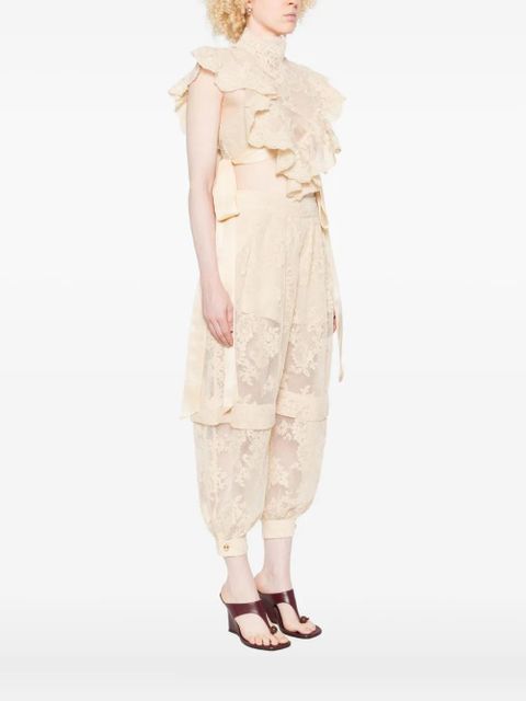 ZIMMERMANN Hypnotic lace ruffled top - Neutrals