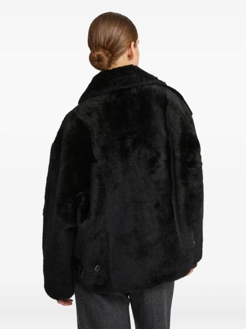 Yves Salomon double-breasted shearling jacket - Black