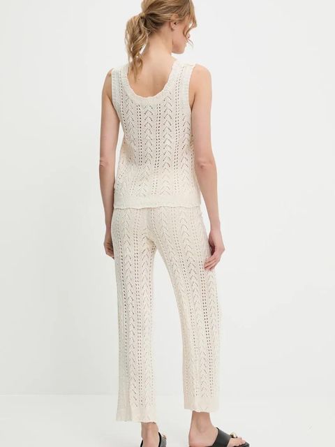 Answear.LAB bluzka i spodnie bawełniane damski kolor beżowy