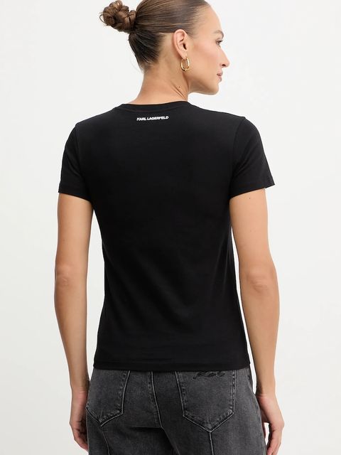 Karl Lagerfeld t-shirt bawełniany damski kolor czarny B1W17033