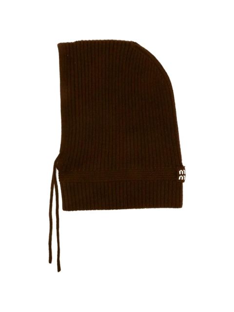 Miu Miu tie-detail beanie hat - Brown - zdjęcie produktu nr 1