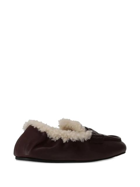Miu Miu shearling-detail nappa loafers - Brown - zdjęcie produktu nr 2