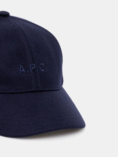 A.P.C. czapka z daszkiem wełniana casquette charlie kolor granatowy gładka WOARV.M24069