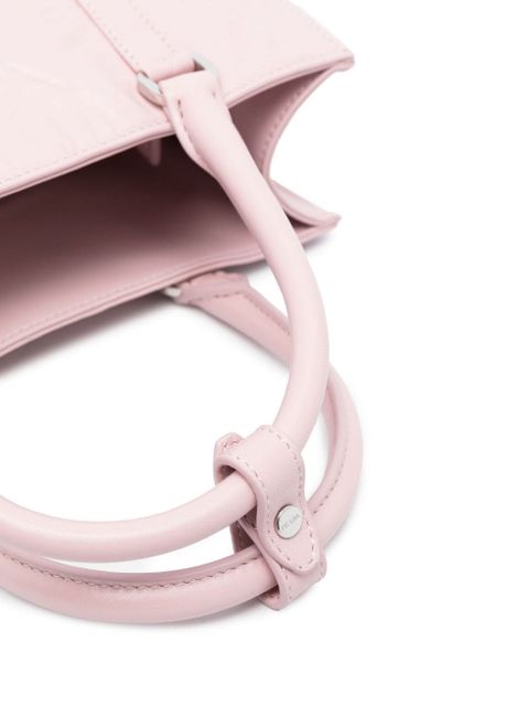 Prada logo-plaque crinkle-effect tote bag - Pink