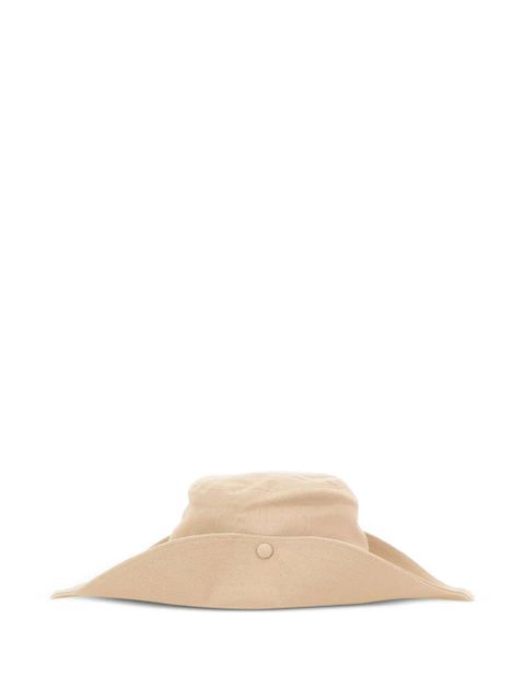 The Attico logo-embroidered wide-brim hat - Neutrals