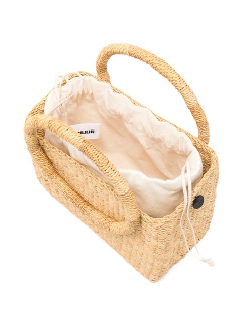 Muun mini Lune woven straw tote bag - Neutrals