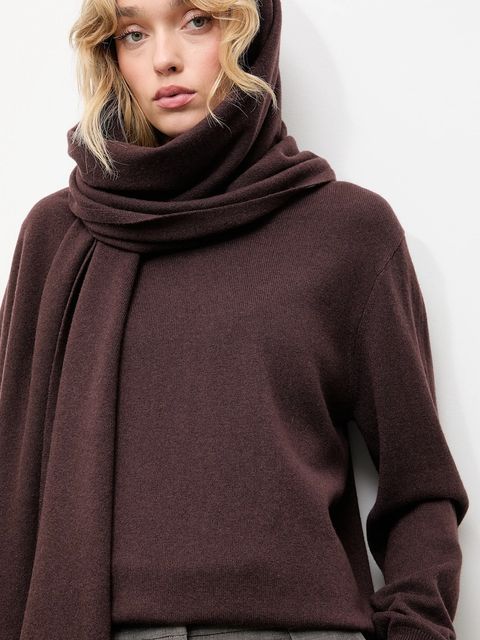 Answear.LAB sweter z wełny merino z szalem damski kolor brązowy lekki - zdjęcie produktu nr 1