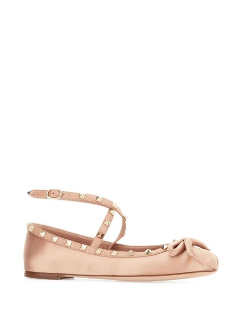 Valentino Garavani Rockstud satin ballet flats - Pink