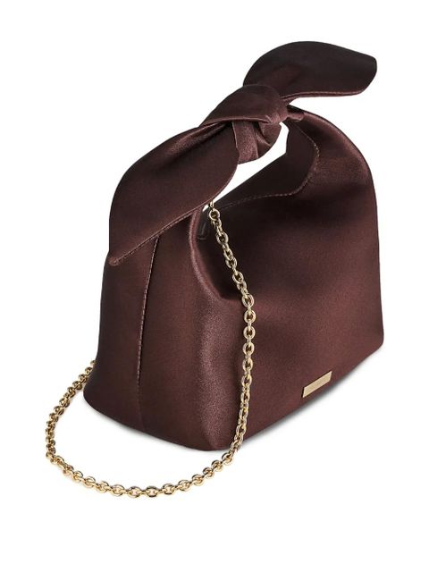 Aquazzura bow-detail satin mini bag - Brown