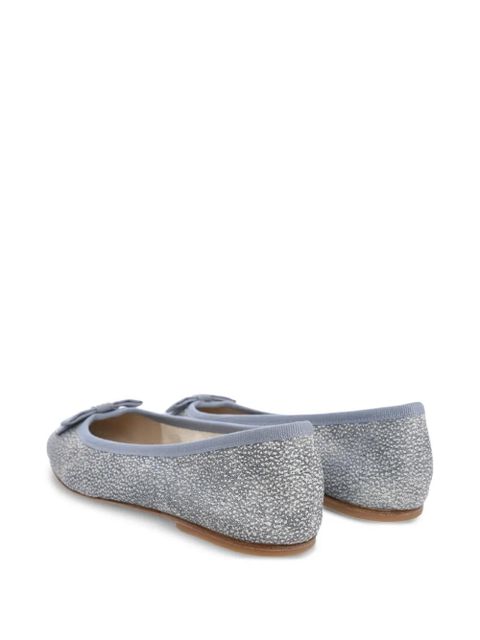 Casadei bow-embellished calf leather flats - Grey