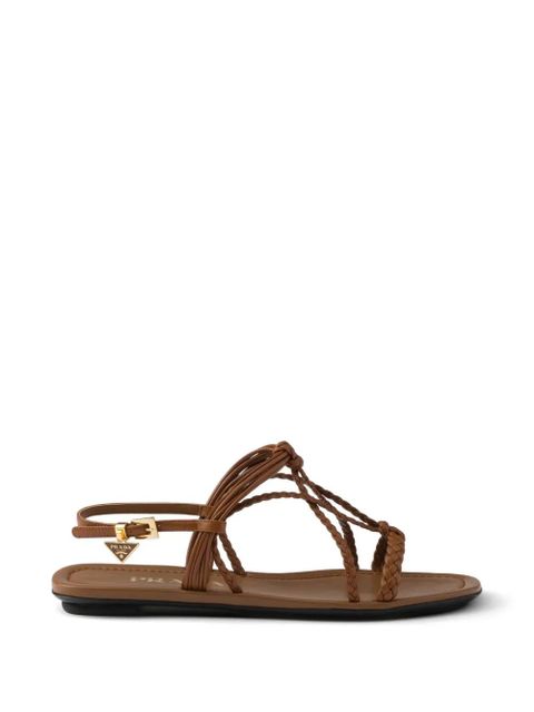 Prada flat leather sandals - Brown - zdjęcie produktu nr 1