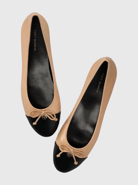 Tory Burch baleriny skórzane CAP-TOE BALLET kolor beżowy 154513-200 - zdjęcie produktu nr 1